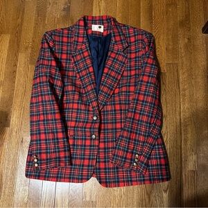 Vintage Pendleton Plaid Tartan Red 100% Virgin Wool Blazer Women’s Sz 18 Plus